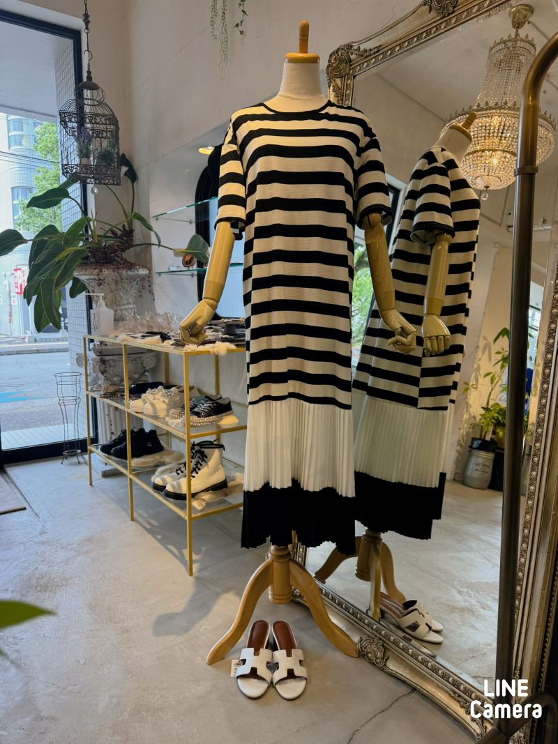 Hemプリーツボーダーワンピース