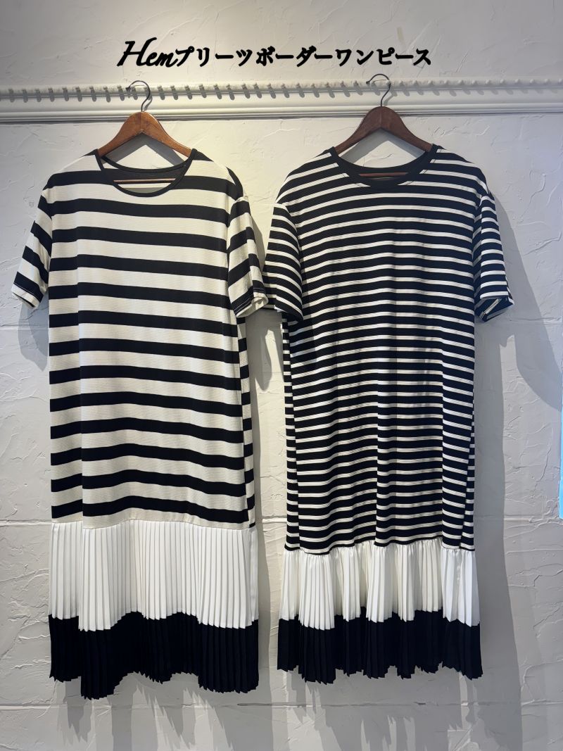 Hemプリーツボーダーワンピース