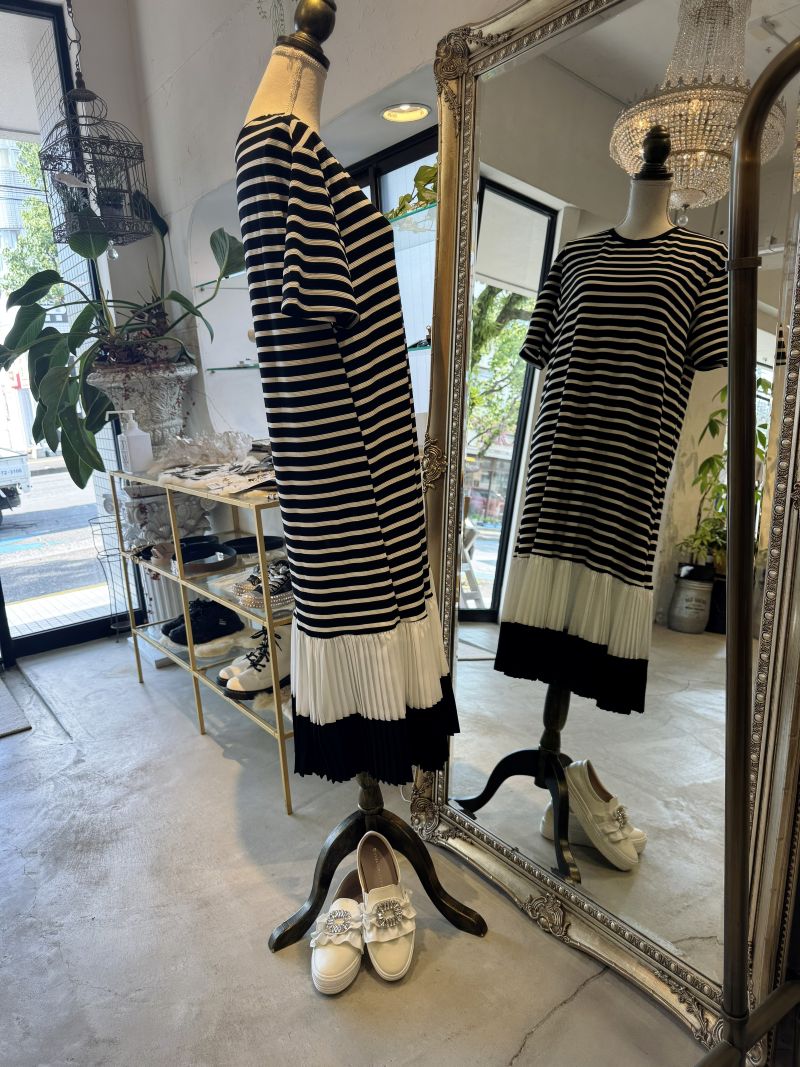 Hemプリーツボーダーワンピース