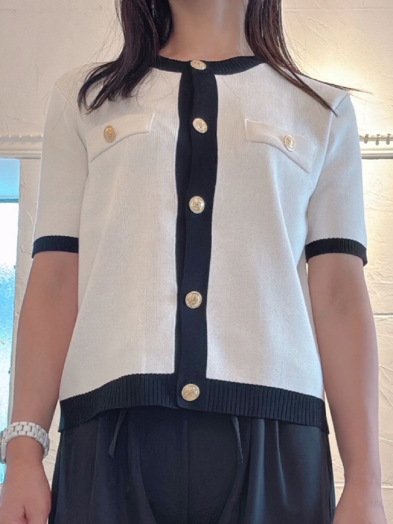 GoldボタンBycolorニットJacket