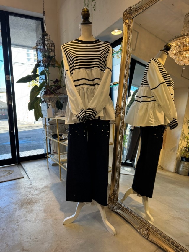 LineMixチュニックブラウス