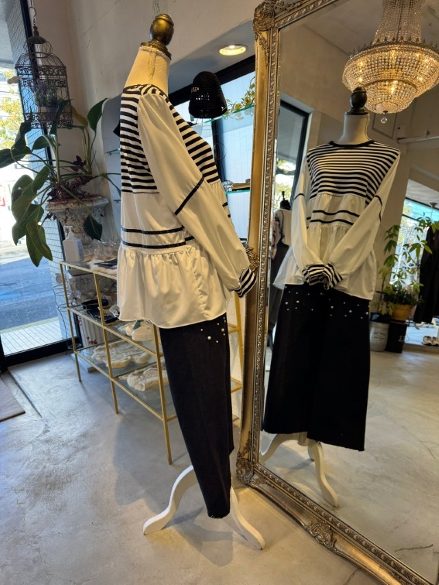 LineMixチュニックブラウス