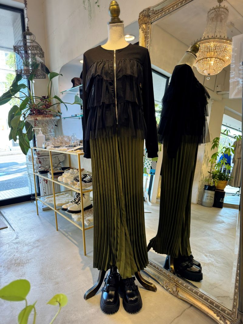 TulleStageフリルニットカーディJacket