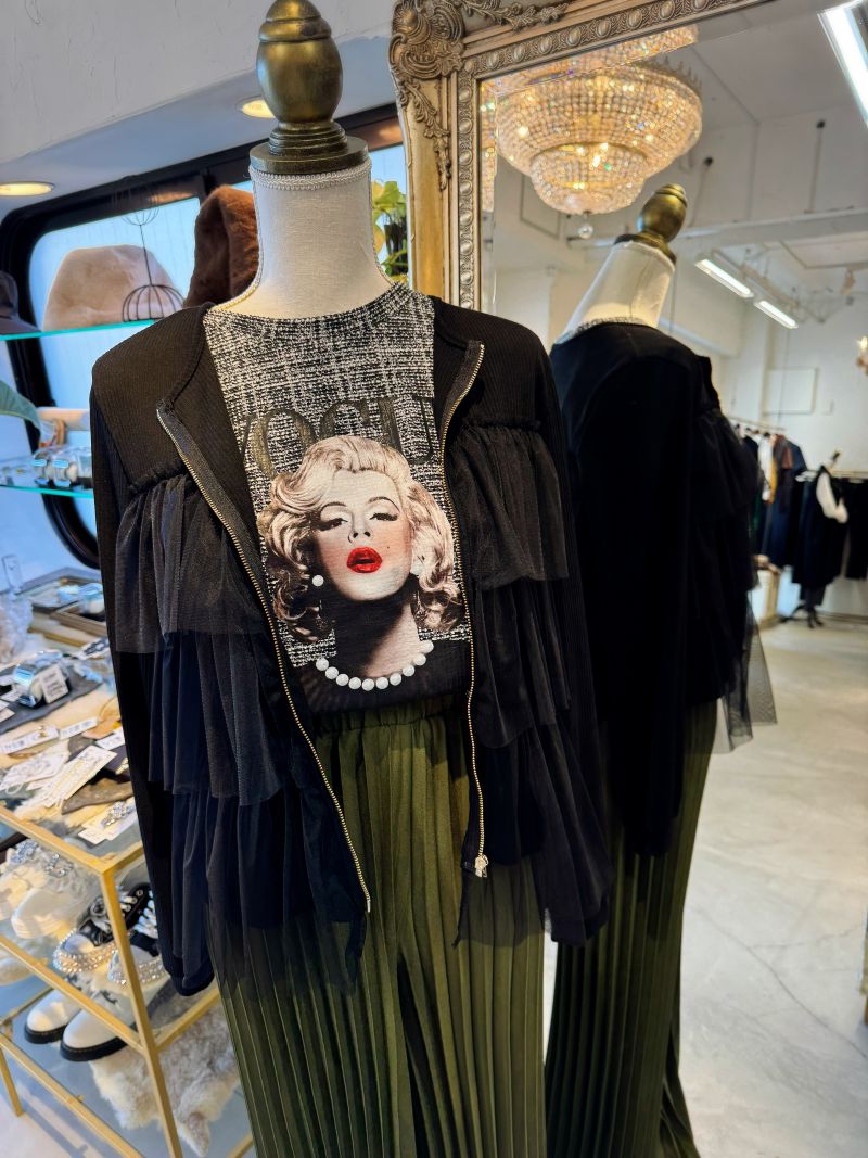 TulleStageフリルニットカーディJacket