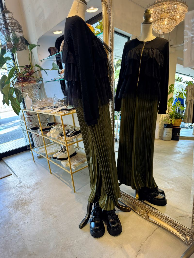 TulleStageフリルニットカーディJacket