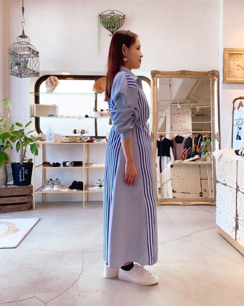 【Karen Millen】コントラスト ストライプ シャツ ワンピース ストライプMixシャツワンピース | DRESS/ONEPIECE | Merci 直営