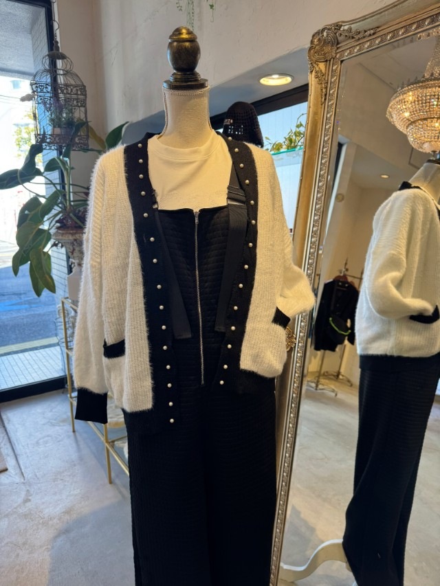 PearlLineBycolorシャギーカーディガン