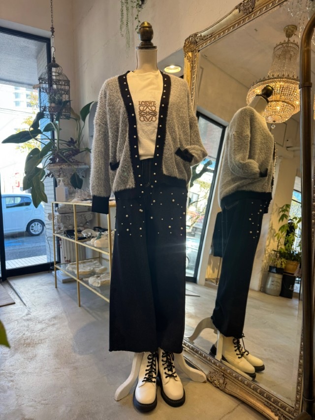 PearlLineBycolorシャギーカーディガン