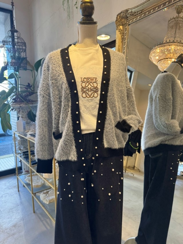 PearlLineBycolorシャギーカーディガン