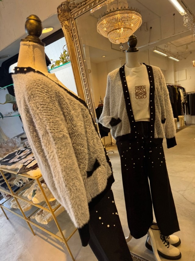 PearlLineBycolorシャギーカーディガン