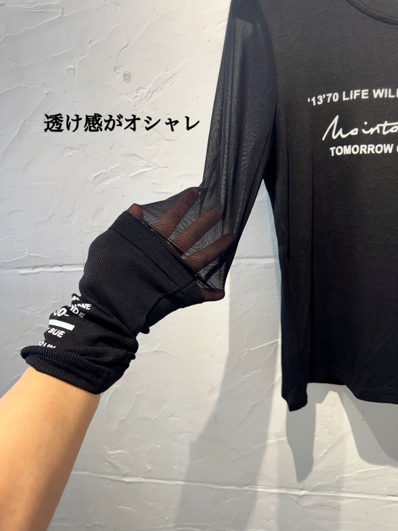 SeethroughSleeveMixLetterTシャツ