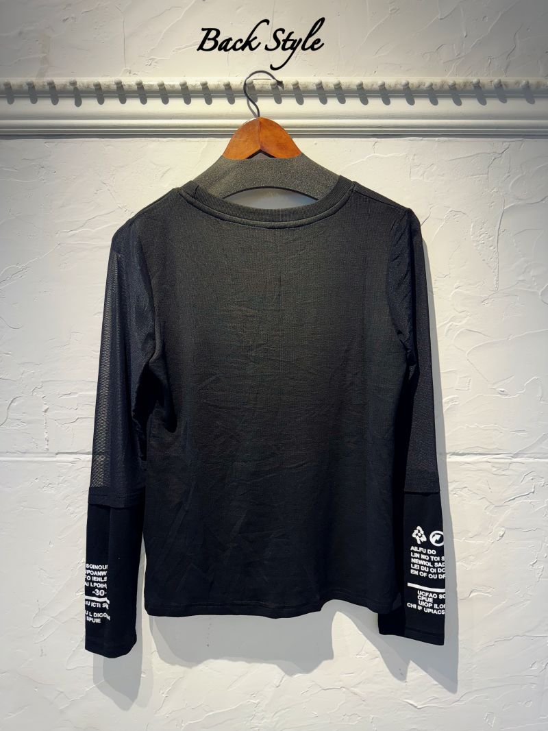 SeethroughSleeveMixLetterTシャツ