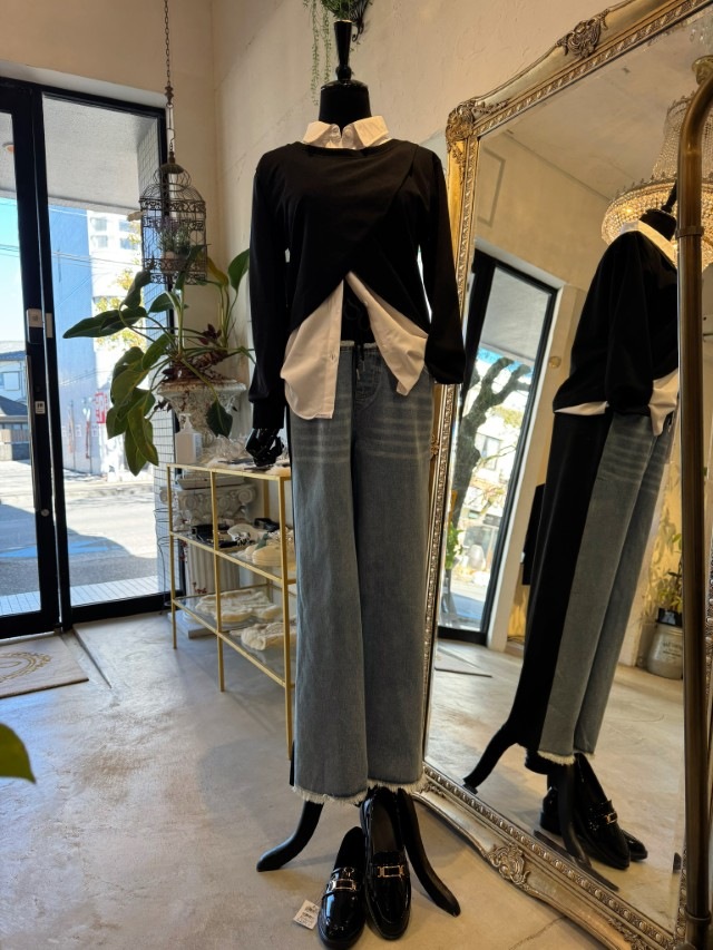 Denim×スウェットカスタムイージーパンツ