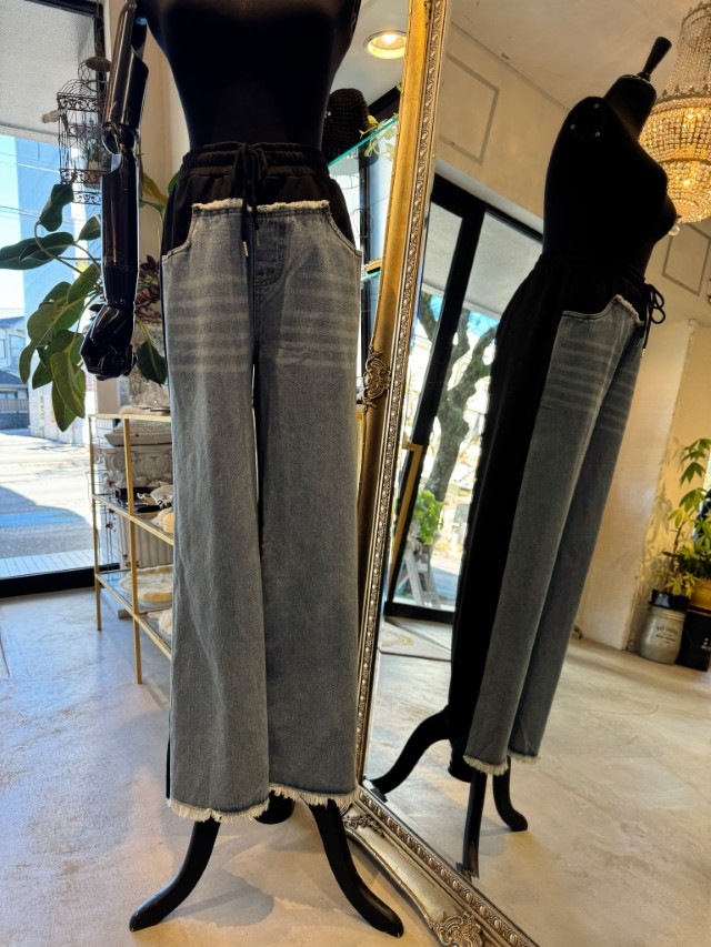 Denim×スウェットカスタムイージーパンツ