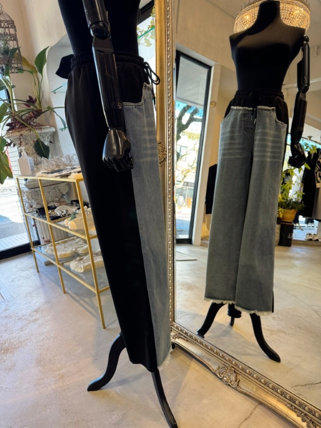 Denim×スウェットカスタムイージーパンツ