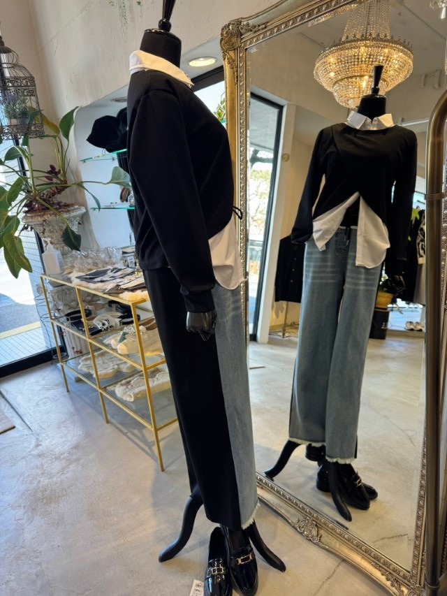 Denim×スウェットカスタムイージーパンツ