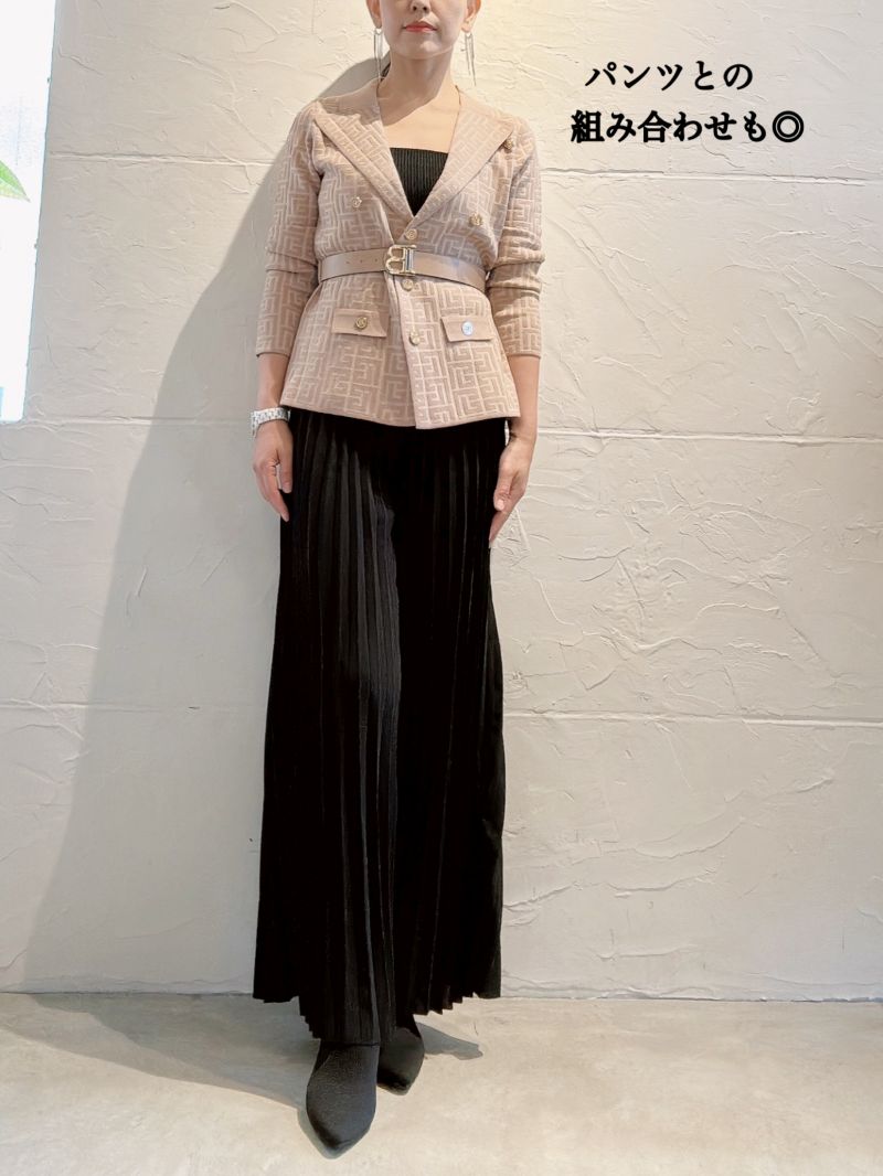 BeltSetニットジャケット+ニットスカートSetup