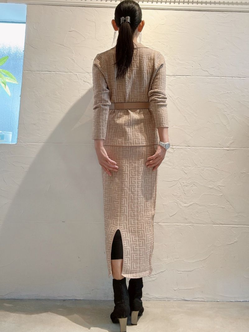 BeltSetニットジャケット+ニットスカートSetup