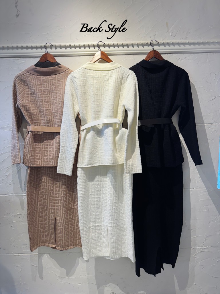 BeltSetニットジャケット+ニットスカートSetup