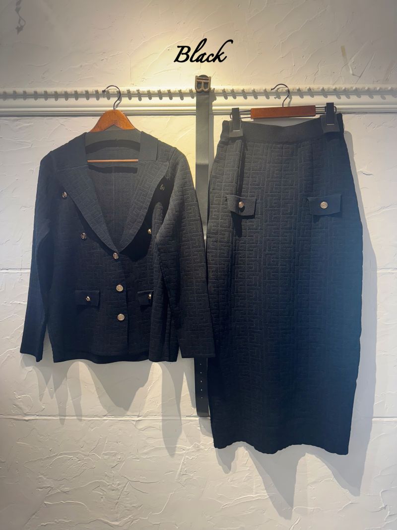 BeltSetニットジャケット+ニットスカートSetup