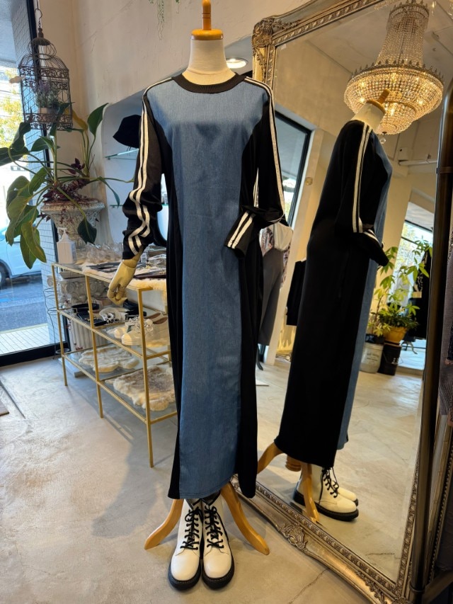 LineSleeveカスタムデニムワンピース