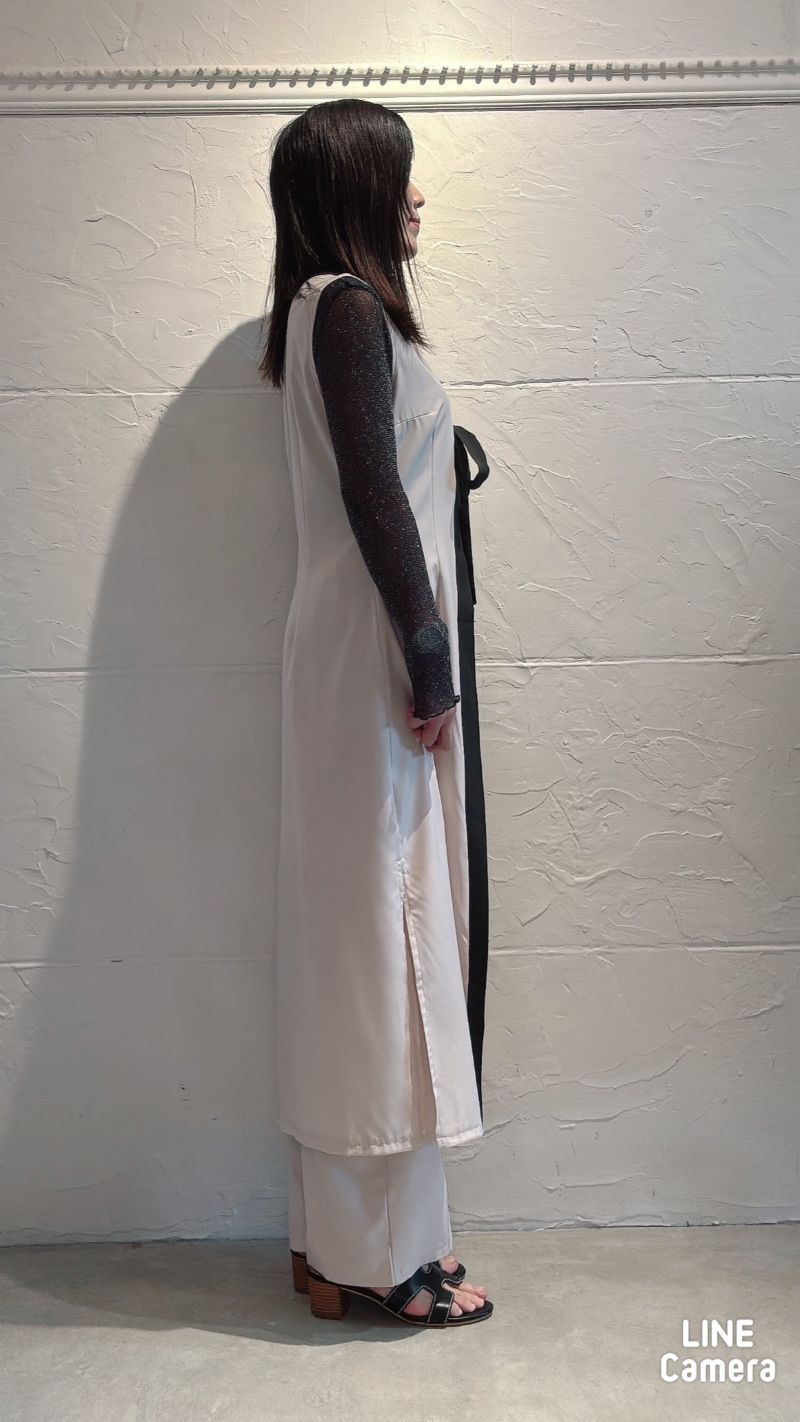 Lameシアーカットソー＋BlackLineリボンジレ＋パンツ３点Set