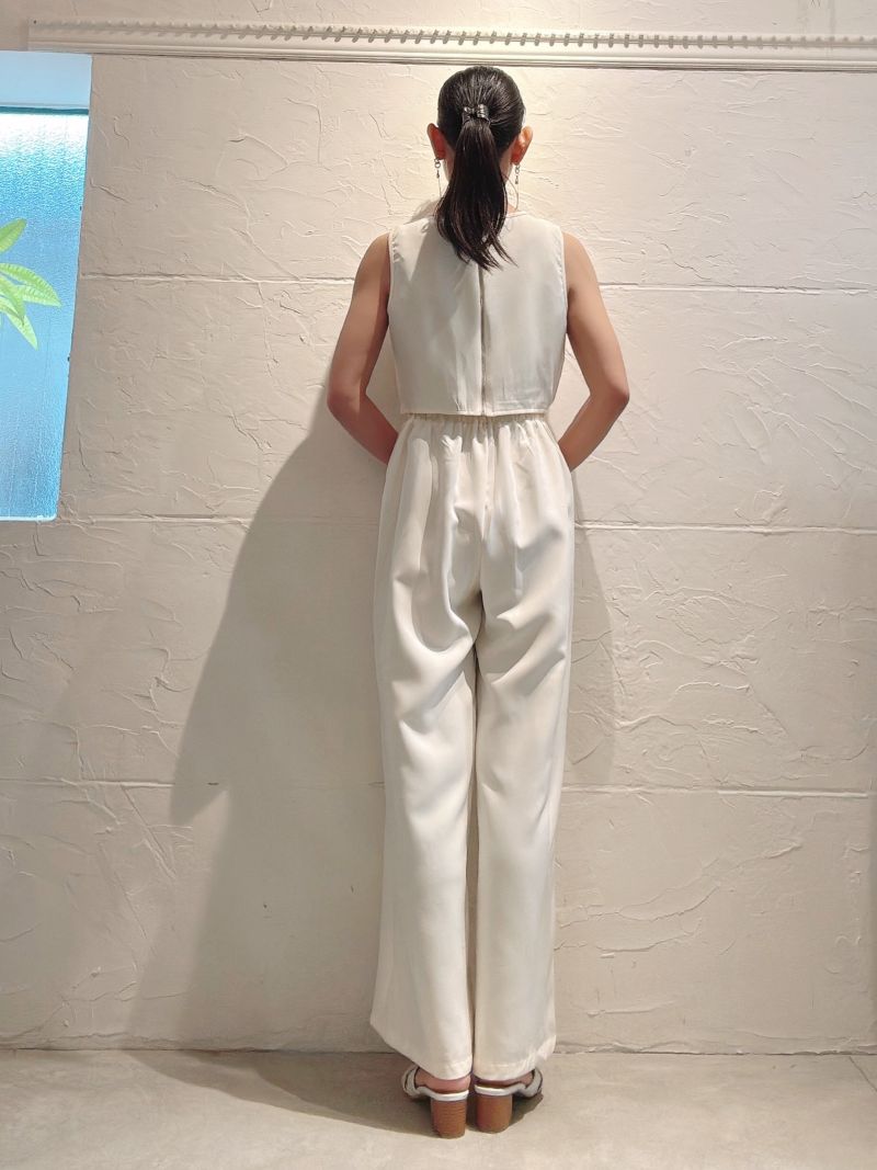 Neckパールカットソー＋タックパンツSetup