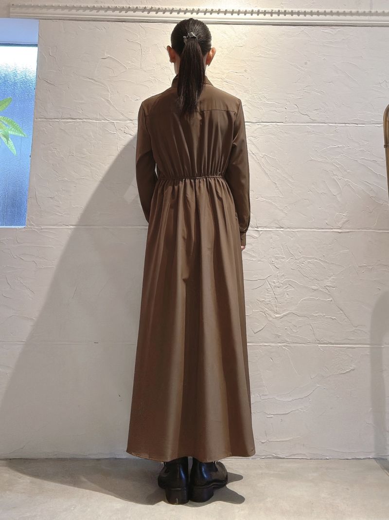 FrontBeltタックCamelシャツワンピース