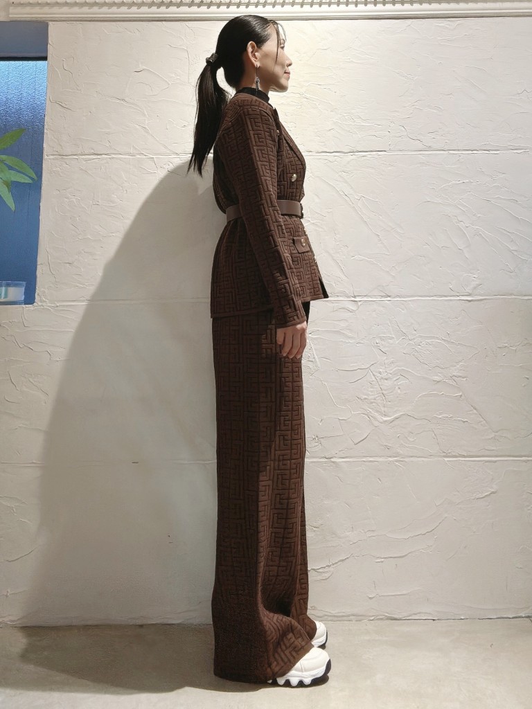 ニットJacket＋ニットパンツ＋ベルト3点Set