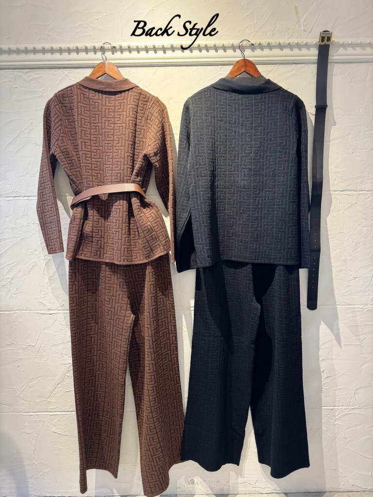 ニットJacket＋ニットパンツ＋ベルト3点Set