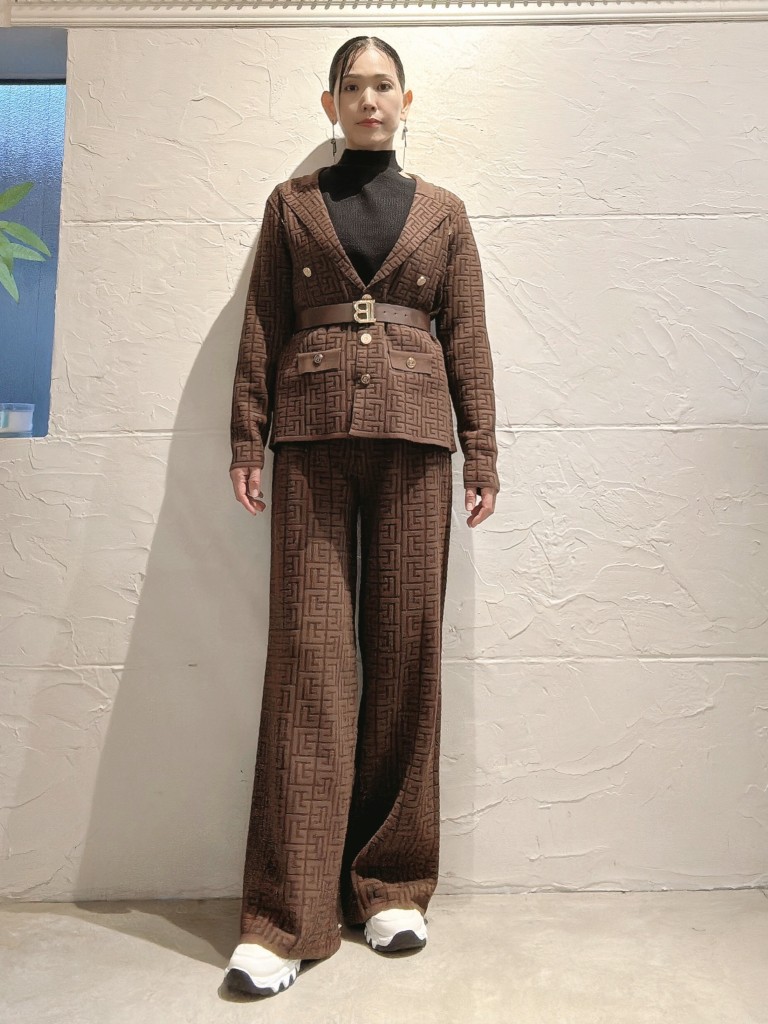 ニットJacket＋ニットパンツ＋ベルト3点Set