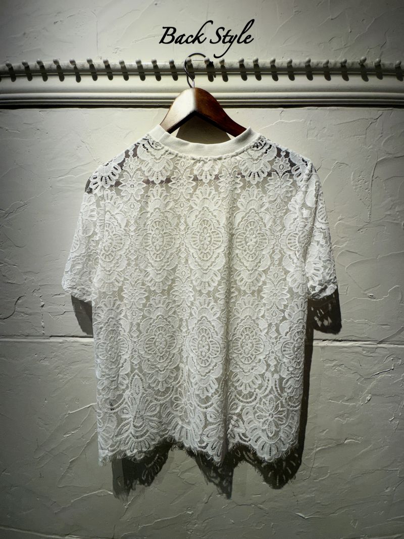 WhiteレースTシャツ