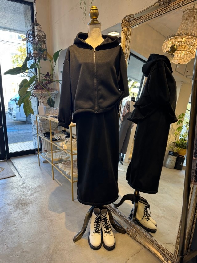 BackフリルBrushedパーカーSetup