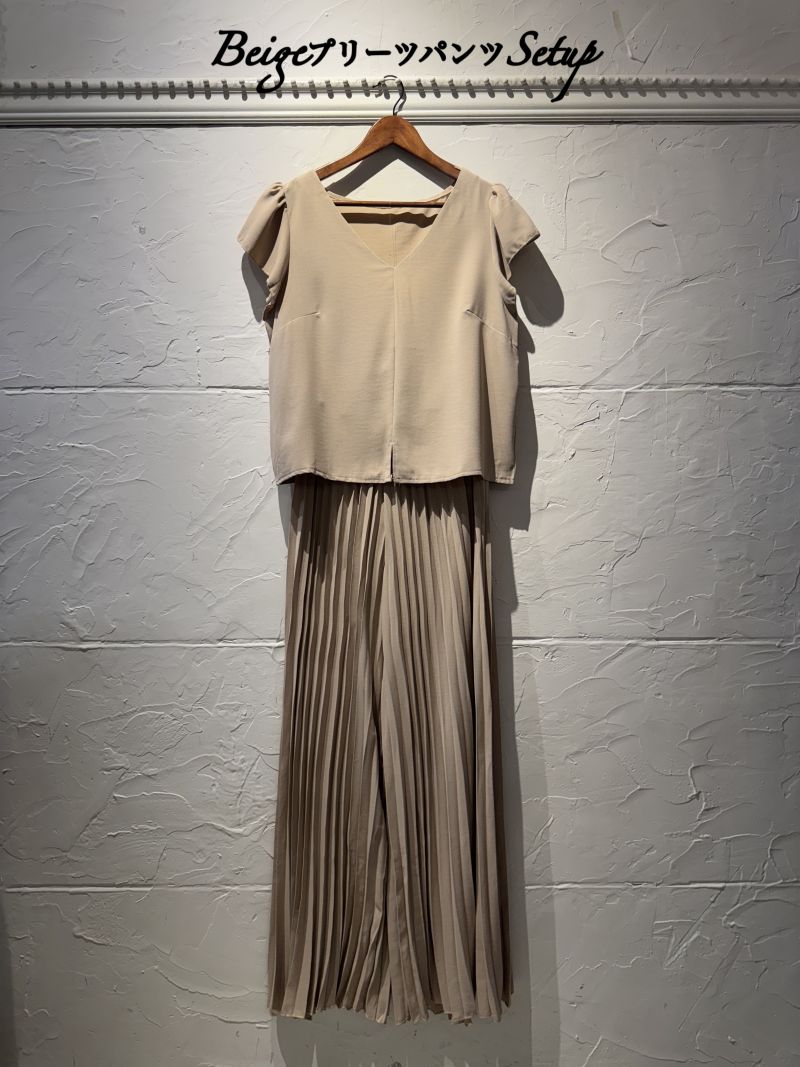 BeigeプリーツパンツSetup