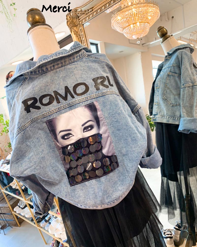 Back スパンコールデニムJK