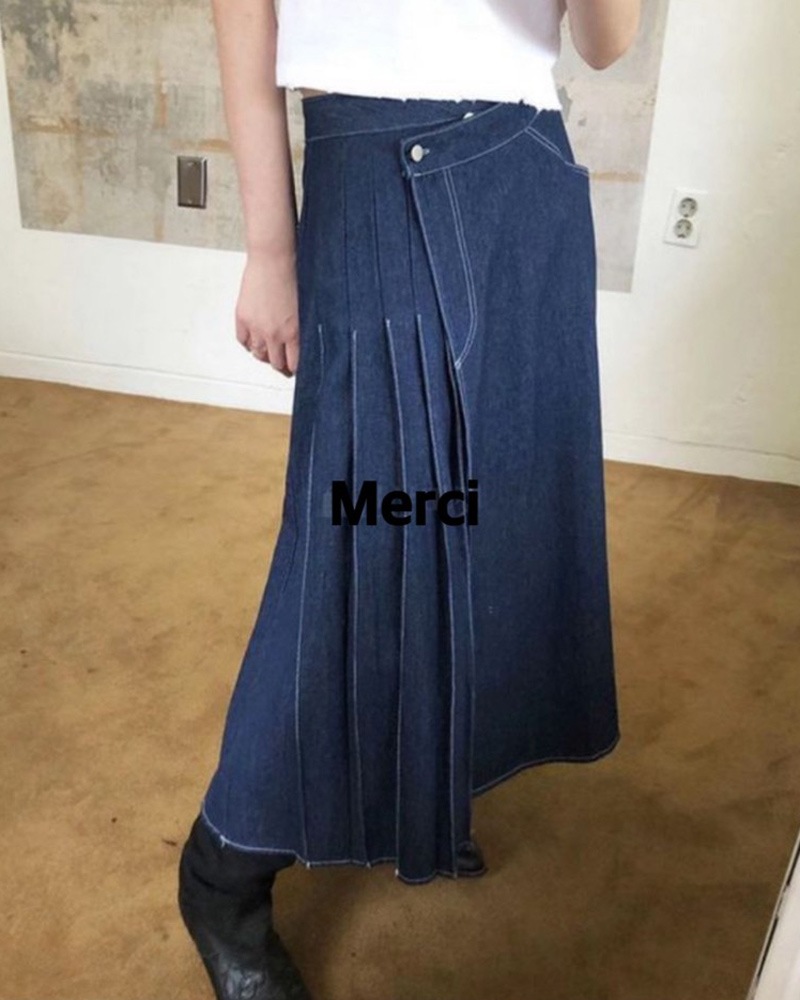 サイドプリーツ デニムスカート | SKIRT | Merci 直営通販サイト 