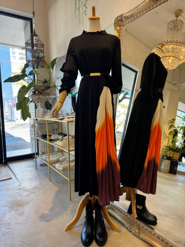 OrangeGradationプリーツMixワンピース
