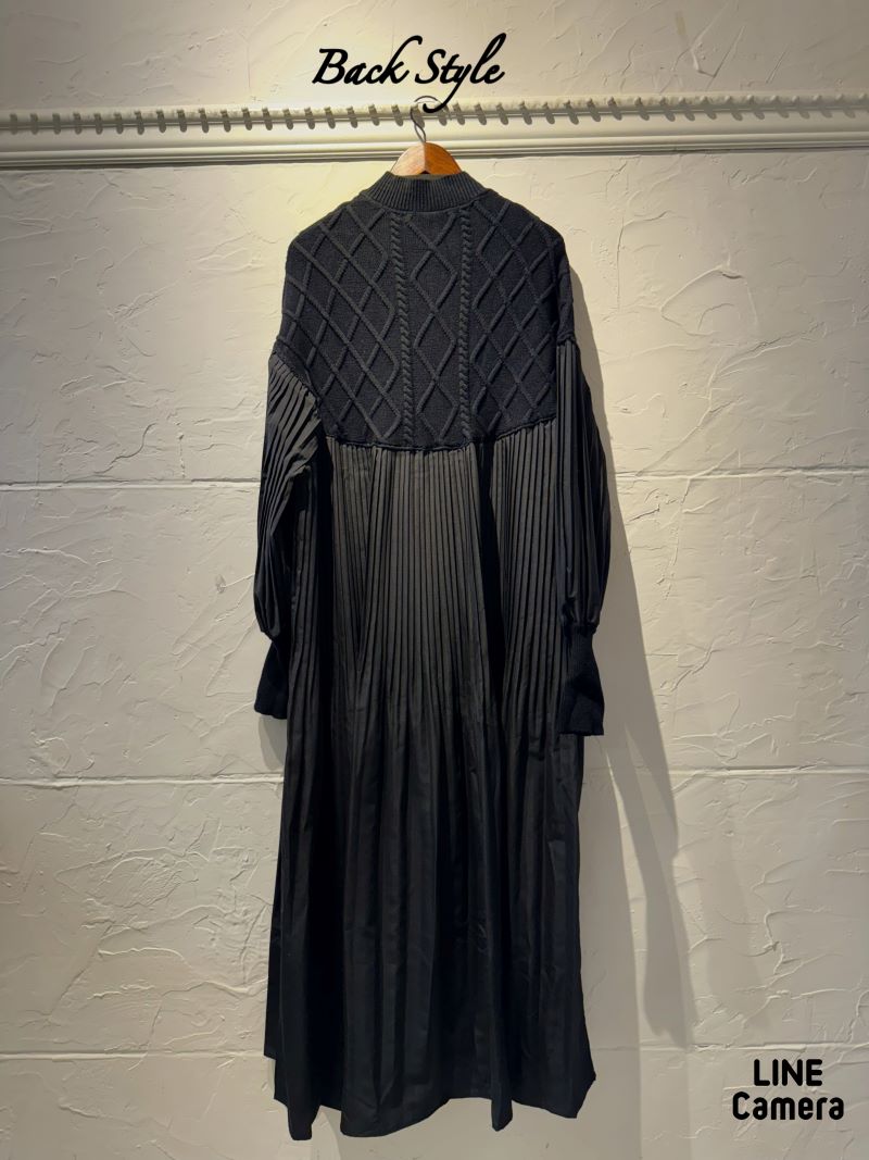 バルーンSleeveニットMixプリーツワンピース