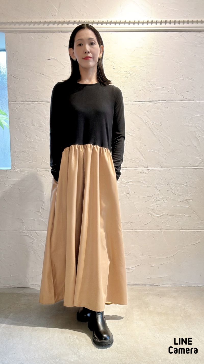 Beige×BlackBycolorワンピース