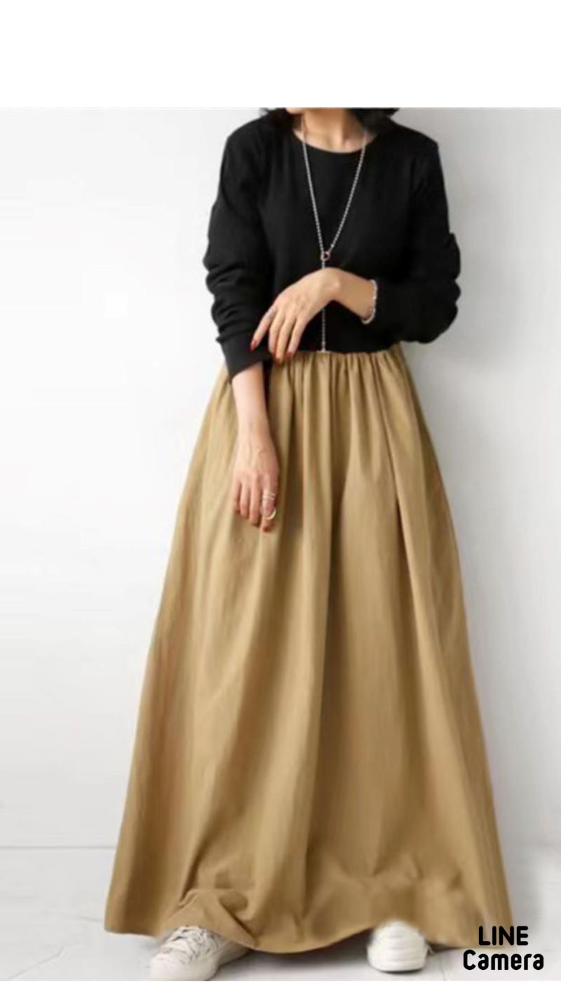 Beige×BlackBycolorワンピース