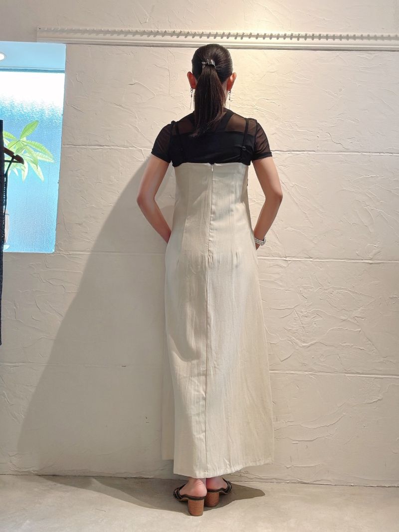 SideレザーBeltサロペットスカート