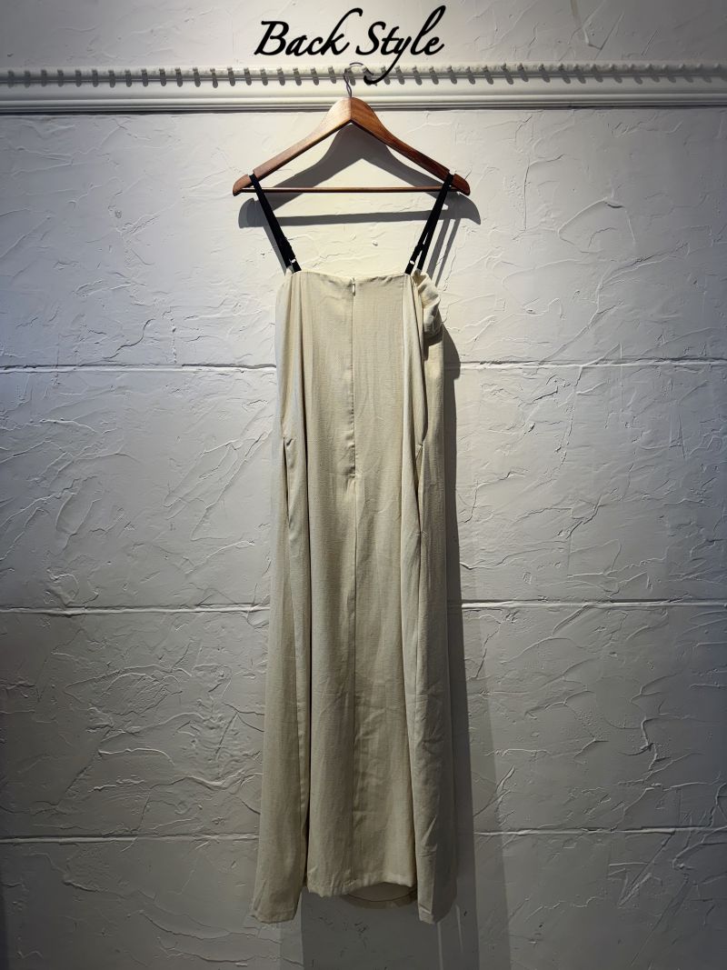 SideレザーBeltサロペットスカート