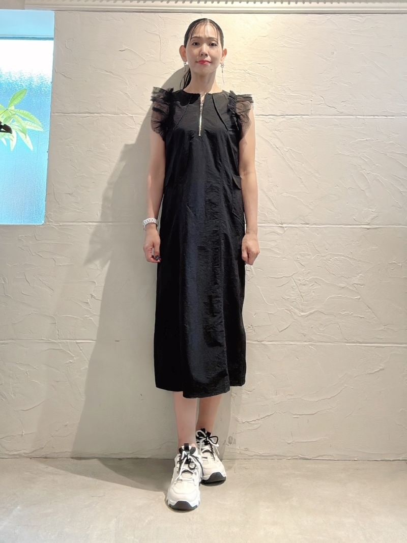 TulleフリルSleeveZipperワンピース