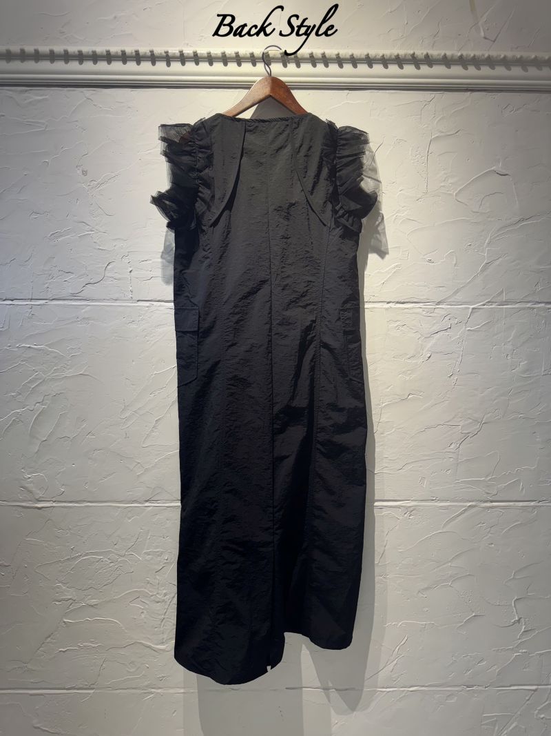 TulleフリルSleeveZipperワンピース