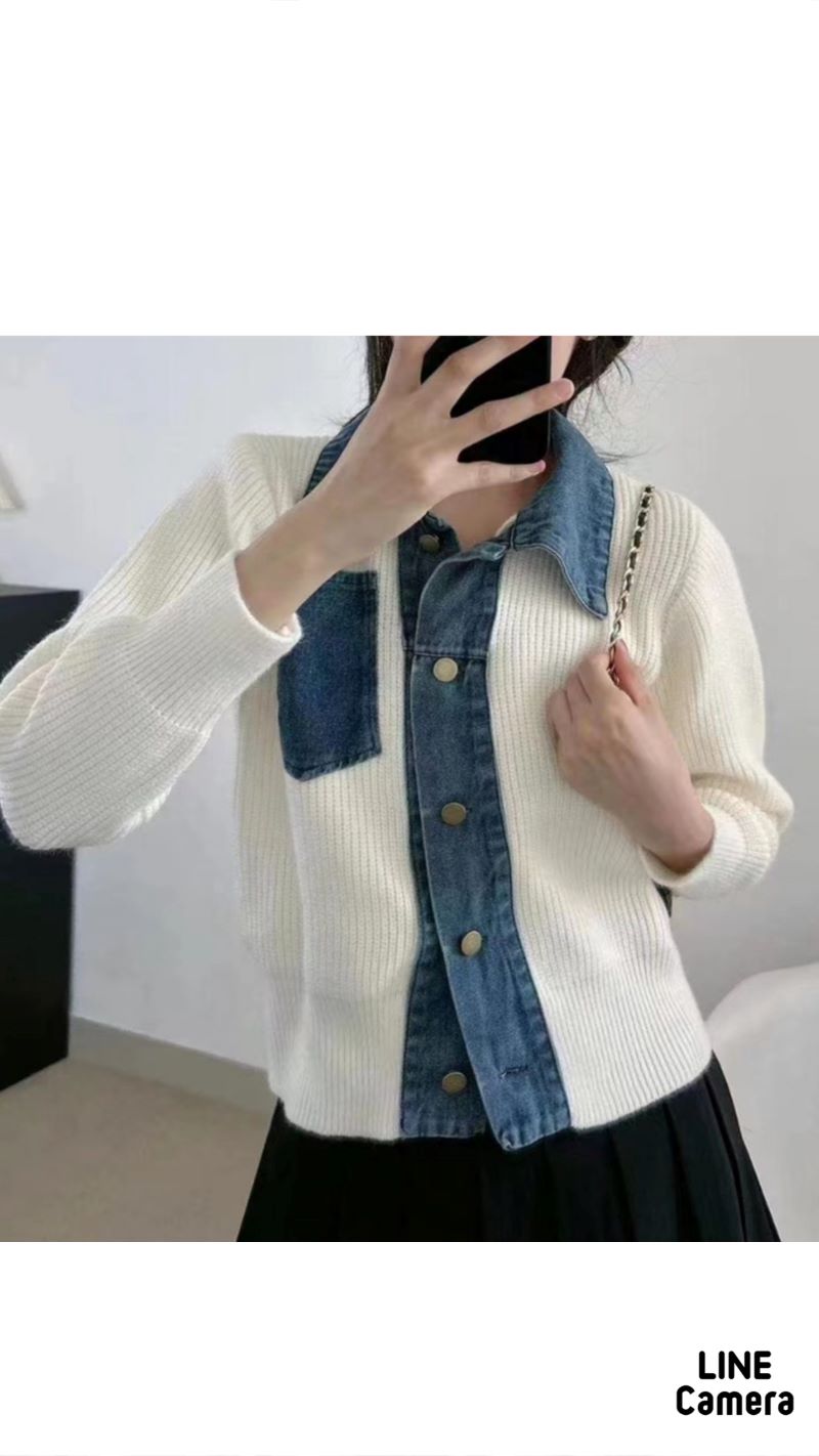 DenimCallorニットTops