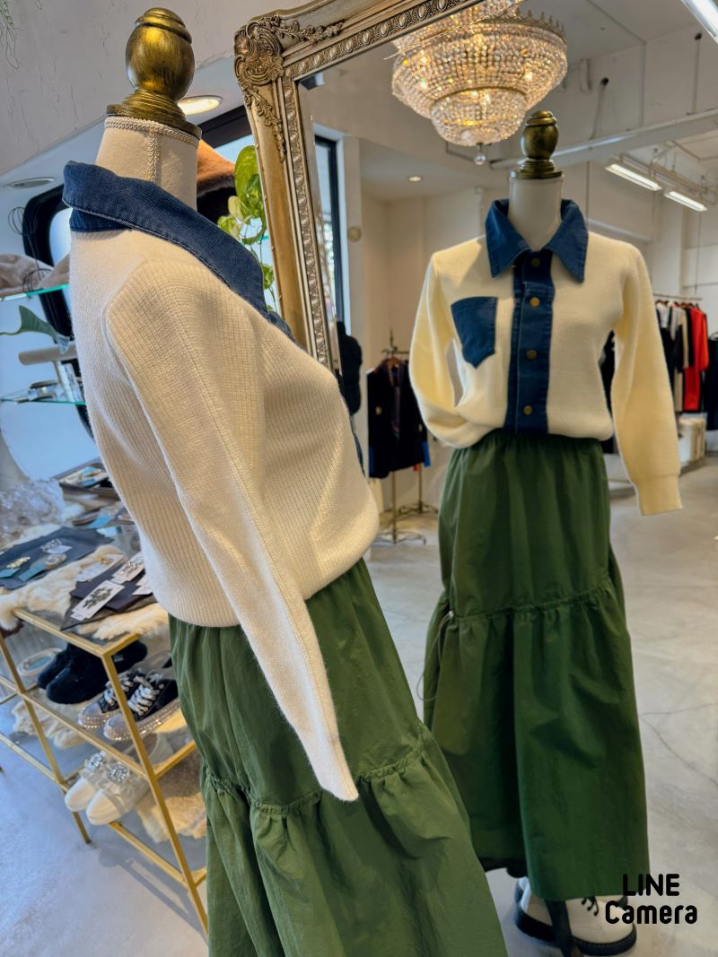 DenimCallorニットTops