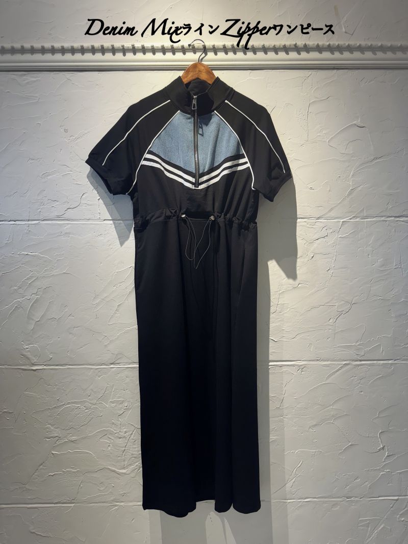 DenimMixラインZipperワンピース