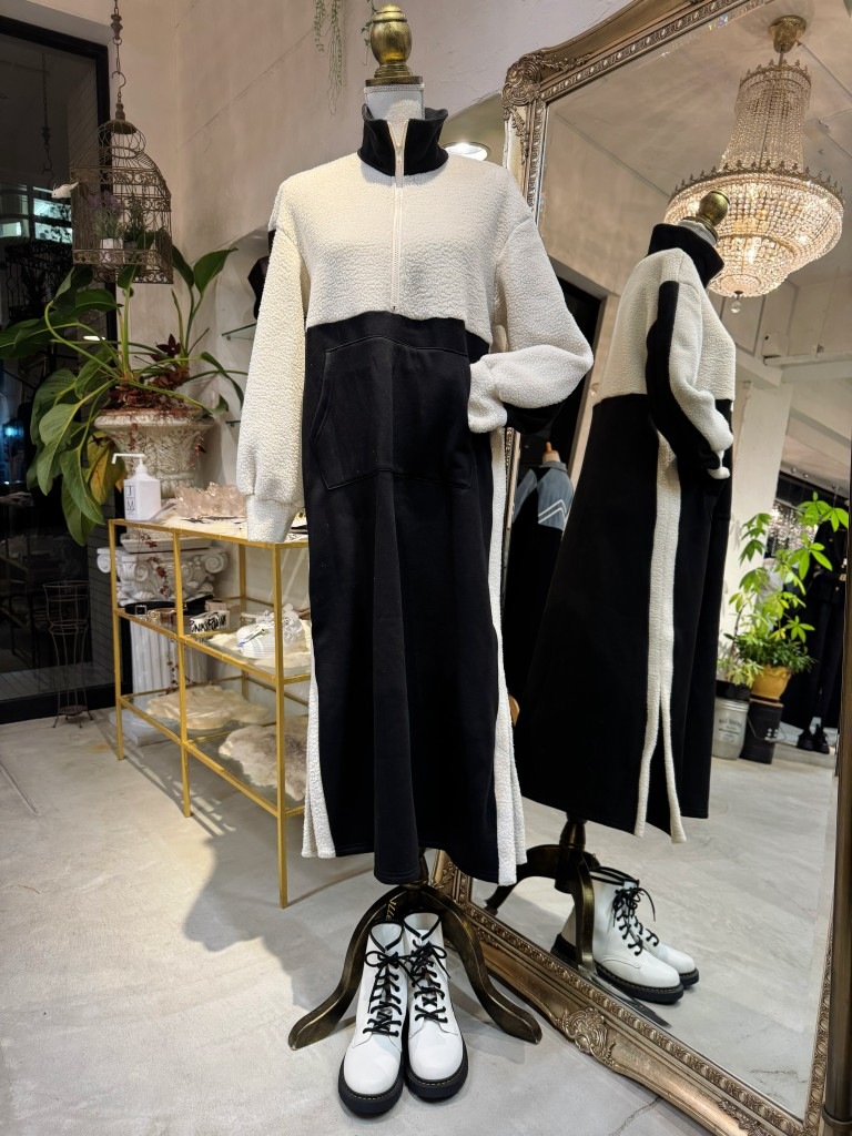 Bycolorボアワンピース