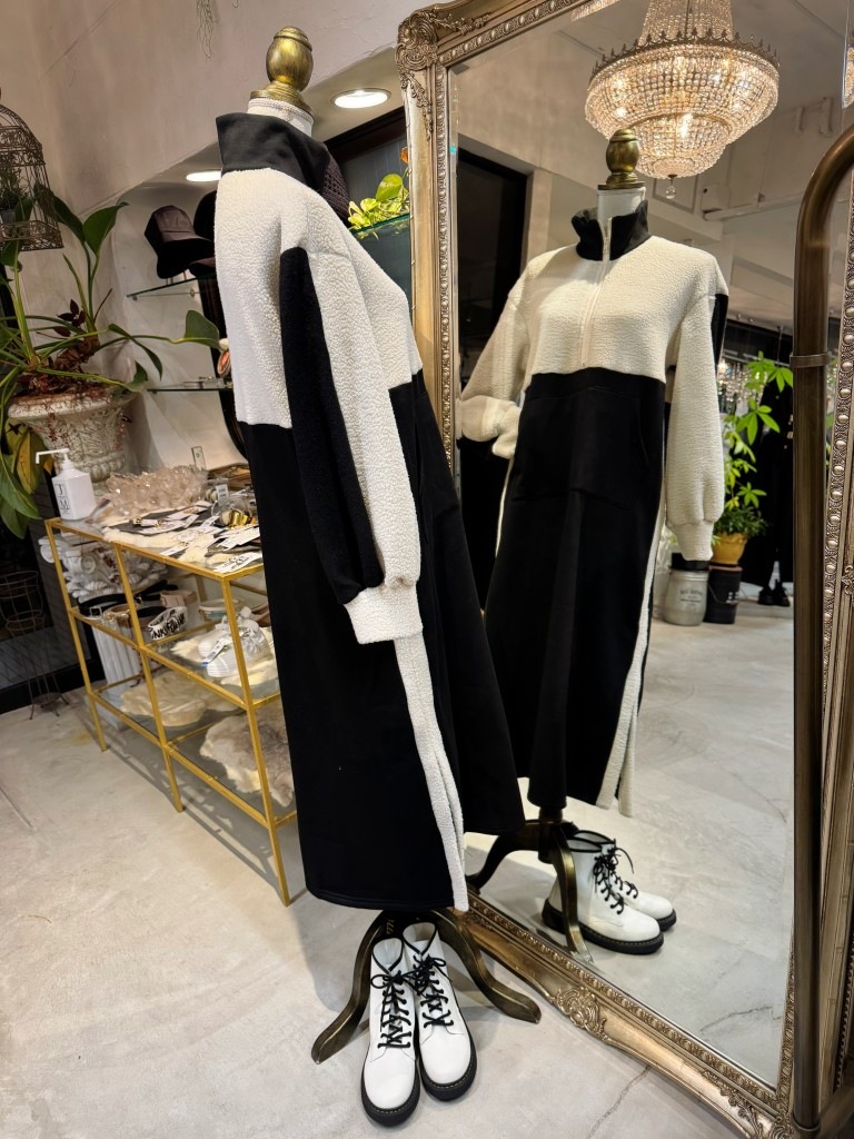 Bycolorボアワンピース