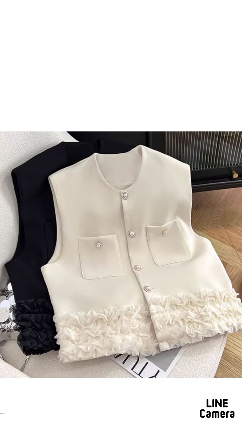 PearlボタンフリルベストJacket